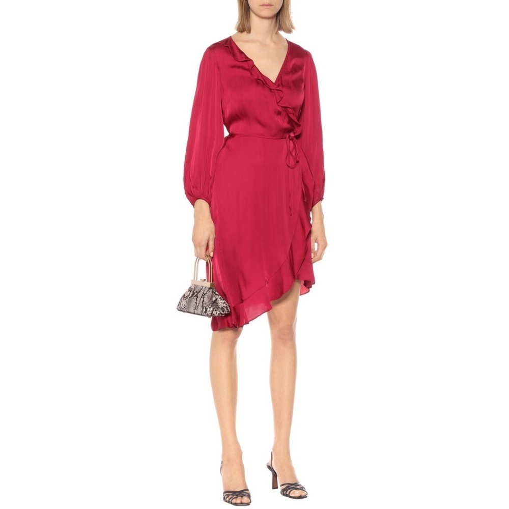 Velvet by Graham & Spencer Pink Fuchsia Wrap Dress Alena Satin Minidress Size XS